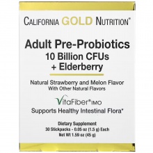   California Gold Nutrition Adult Pre-Probiotics 100 Billion +Elderberry 45  30 